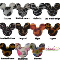 Silikonmotivperle Maus Bär gemustert